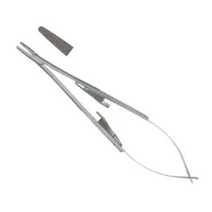 PORTAGUJAS CASTROVIEJO 14 CM . LISO, CON CREMALLERA. PARA SUTURA OFTALMOLOGICA.